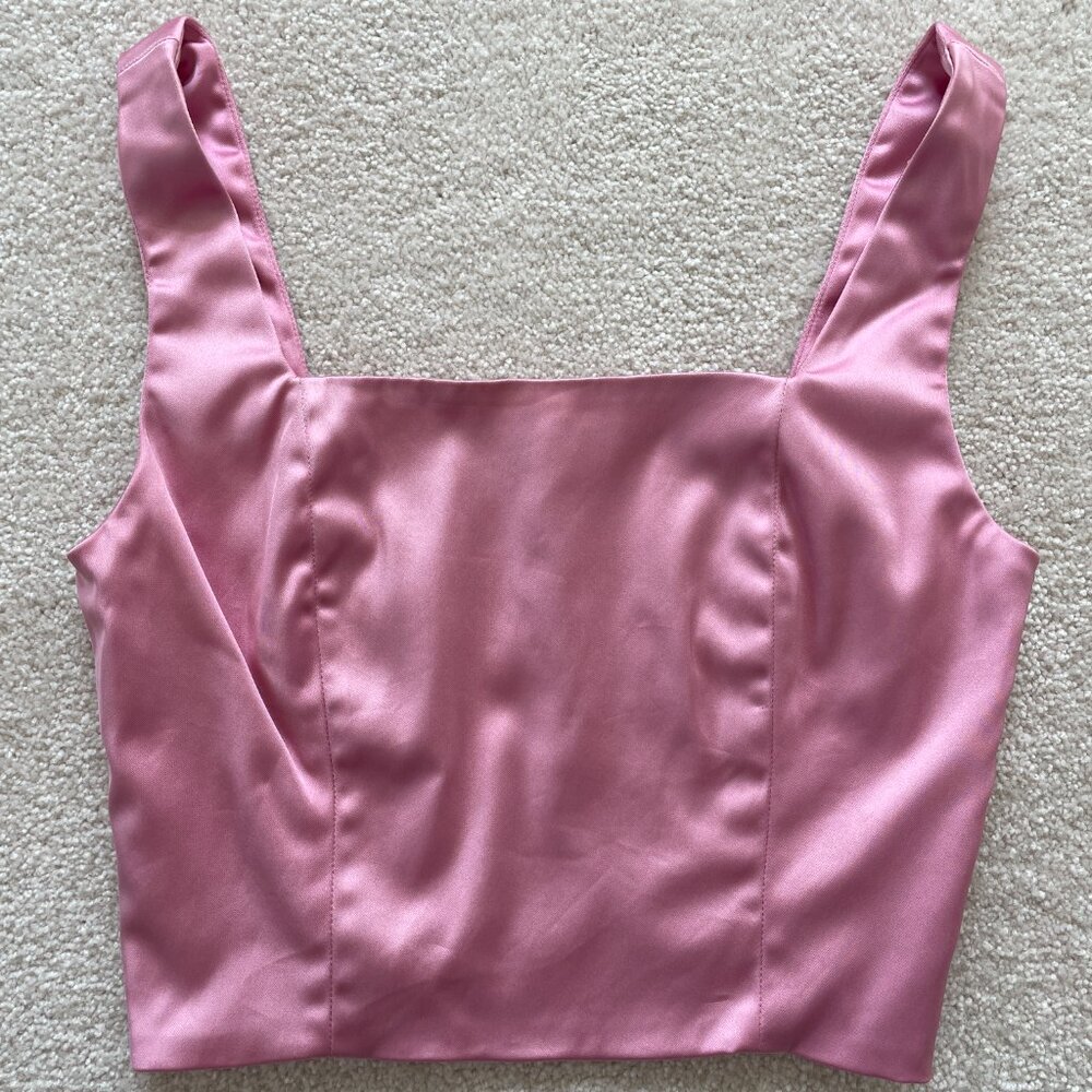 STAUD Pink Satin Top